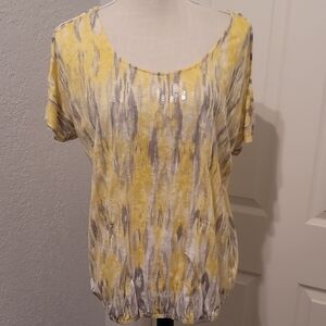 INC International Concepts Yellow and Gray Blouse
